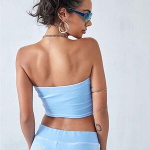 Powder Blue Velour Bandeau Tube Top